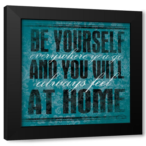 Be Yourself Teal Black Modern Wood Framed Art Print with Double Matting by OnRei