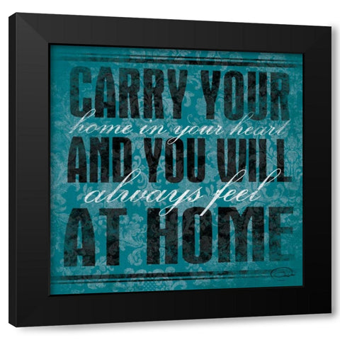 Carry  Your Teal Black Modern Wood Framed Art Print with Double Matting by OnRei