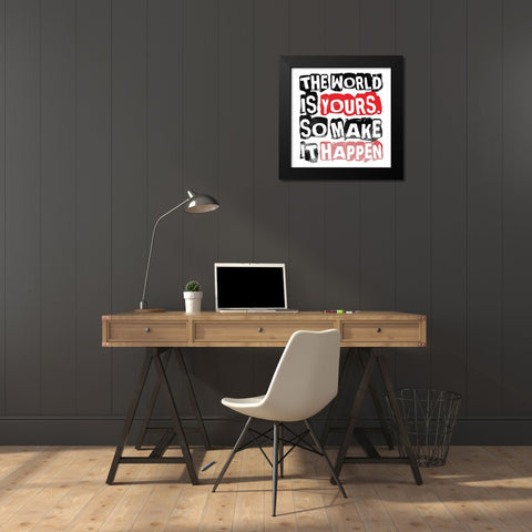 GET UP AND GET Black Modern Wood Framed Art Print by OnRei