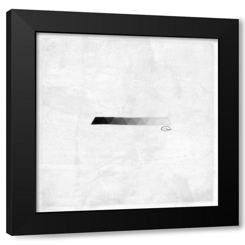 Triangle Grey Strip Black Modern Wood Framed Art Print with Double Matting by OnRei