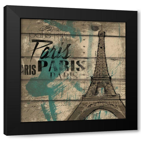 FRENCH KISS Black Modern Wood Framed Art Print with Double Matting by OnRei