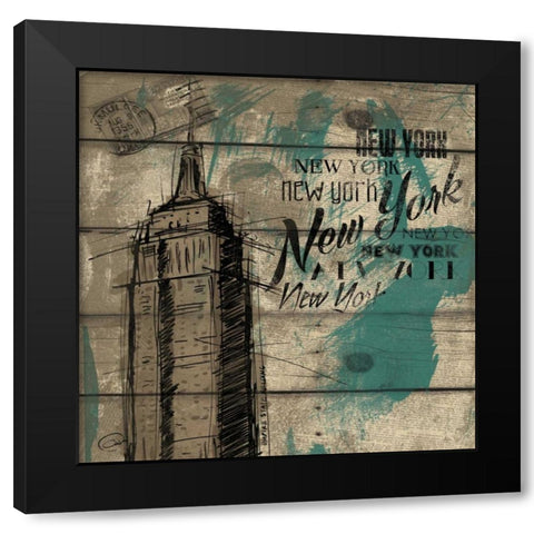 BIG APPLE Black Modern Wood Framed Art Print with Double Matting by OnRei