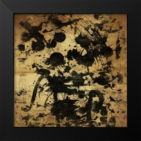 Splatter GOLD Black Modern Wood Framed Art Print by OnRei