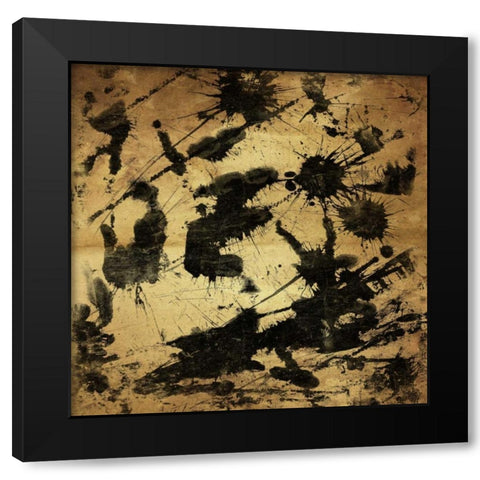 Splatter 2 GOLD Black Modern Wood Framed Art Print with Double Matting by OnRei