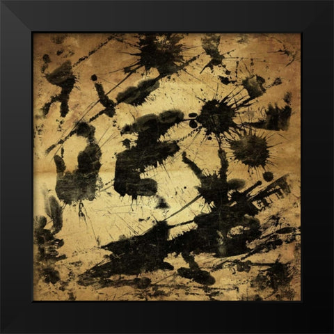 Splatter 2 GOLD Black Modern Wood Framed Art Print by OnRei