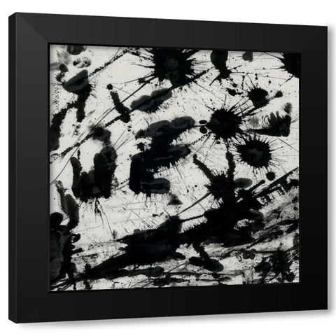 Splatter 2 Black Modern Wood Framed Art Print with Double Matting by OnRei