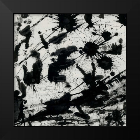 Splatter 2 Black Modern Wood Framed Art Print by OnRei