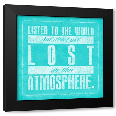 Atmosphere Teal Black Modern Wood Framed Art Print with Double Matting by OnRei