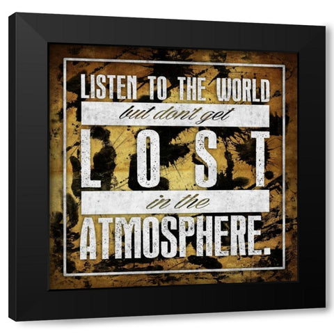 Atmosphere GOLD Black Modern Wood Framed Art Print with Double Matting by OnRei