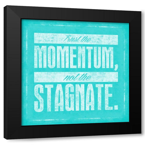 Stagnate Teal Black Modern Wood Framed Art Print with Double Matting by OnRei