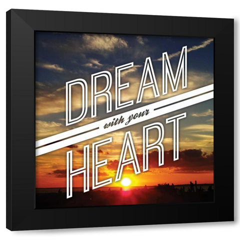 Dream Black Modern Wood Framed Art Print with Double Matting by OnRei