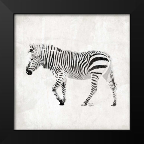 Zebra Black Modern Wood Framed Art Print by OnRei