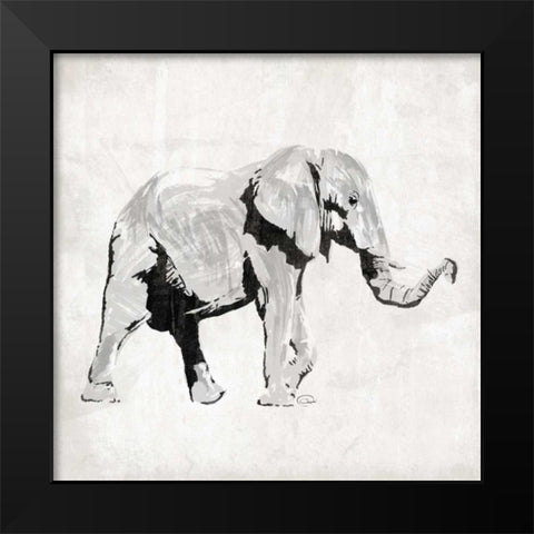 Elephant Trunk Up Black Modern Wood Framed Art Print by OnRei