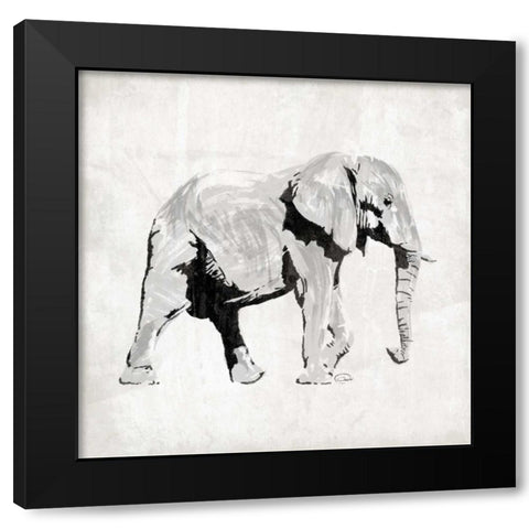 Elephant Black Modern Wood Framed Art Print with Double Matting by OnRei