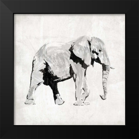 Elephant Black Modern Wood Framed Art Print by OnRei