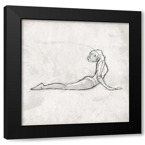 Back Stretch Black Modern Wood Framed Art Print with Double Matting by OnRei