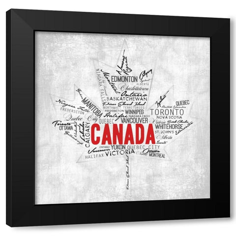 Canada Provinces Black Modern Wood Framed Art Print with Double Matting by OnRei