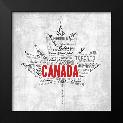 Canada Provinces Black Modern Wood Framed Art Print by OnRei