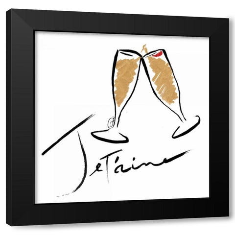 Jetaime Champagne Black Modern Wood Framed Art Print with Double Matting by OnRei