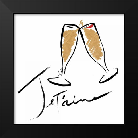 Jetaime Champagne Black Modern Wood Framed Art Print by OnRei