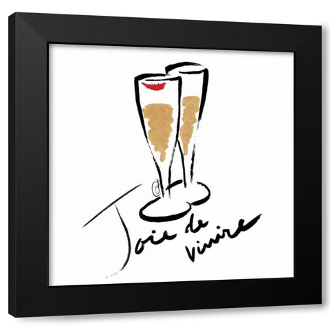 Joie de Vivire Champagne Black Modern Wood Framed Art Print with Double Matting by OnRei