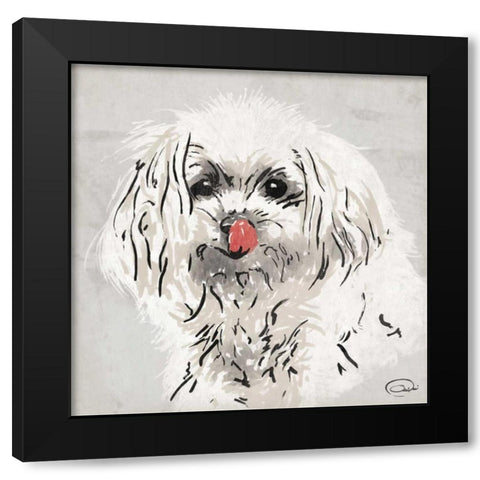 Wet Nose Black Modern Wood Framed Art Print with Double Matting by OnRei