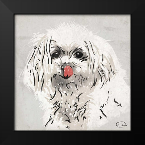 Wet Nose Black Modern Wood Framed Art Print by OnRei