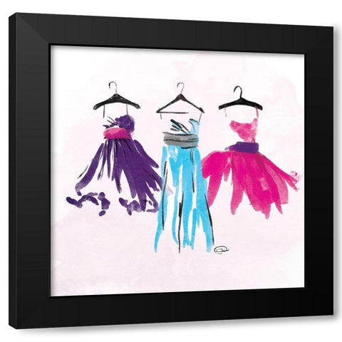 Dresses Watercolor Mate Black Modern Wood Framed Art Print with Double Matting by OnRei