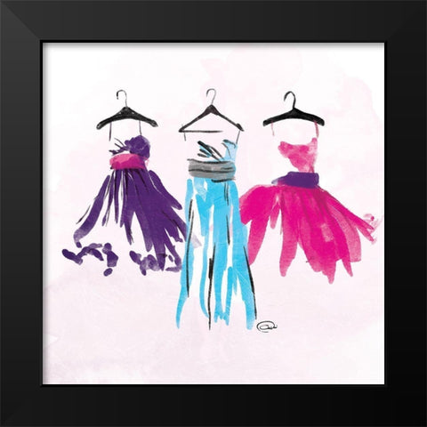 Dresses Watercolor Mate Black Modern Wood Framed Art Print by OnRei