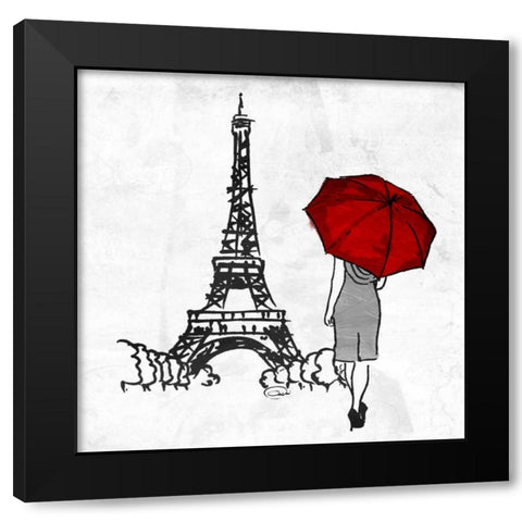 Inked Walk Away Red Mate Black Modern Wood Framed Art Print with Double Matting by OnRei