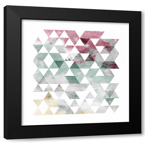 Rose Marble Triangles Black Modern Wood Framed Art Print with Double Matting by OnRei