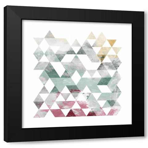 Rose Marble Triangles Mate Black Modern Wood Framed Art Print with Double Matting by OnRei