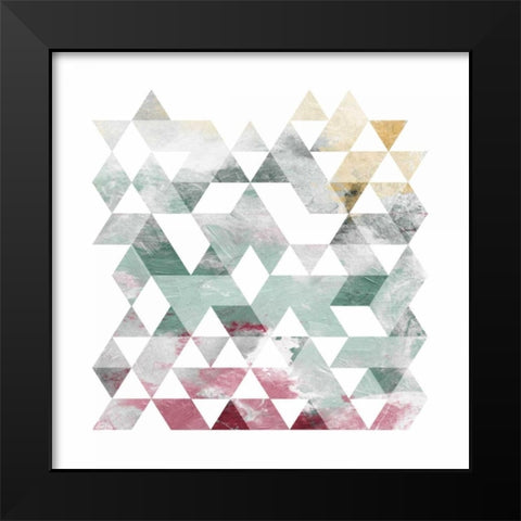 Rose Marble Triangles Mate Black Modern Wood Framed Art Print by OnRei