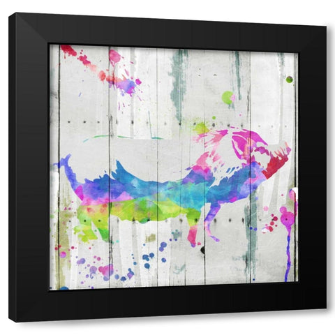 Pig Colorful Black Modern Wood Framed Art Print with Double Matting by OnRei