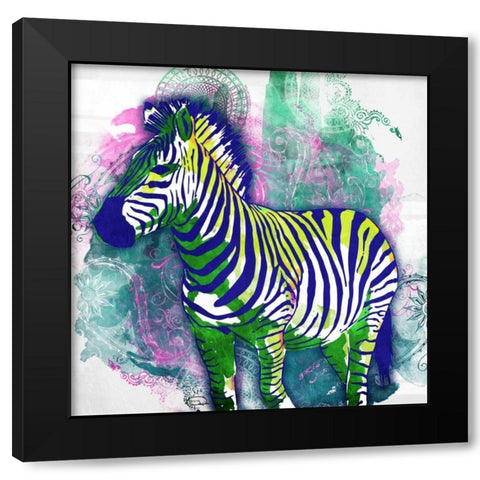 Zebra Henna Black Modern Wood Framed Art Print with Double Matting by OnRei