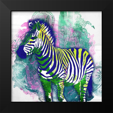 Zebra Henna Black Modern Wood Framed Art Print by OnRei