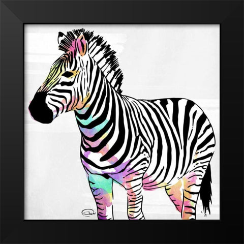 Zebra Head Colorful Black Modern Wood Framed Art Print by OnRei