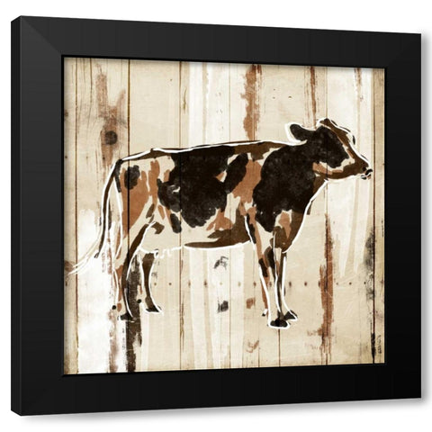 How Now Brown Cow Black Modern Wood Framed Art Print with Double Matting by OnRei