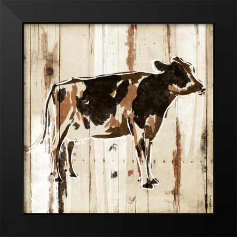 How Now Brown Cow Black Modern Wood Framed Art Print by OnRei