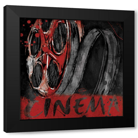 Sketched Cinema Black Modern Wood Framed Art Print with Double Matting by OnRei