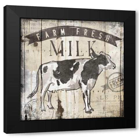 Farm Fresh Milk Black Modern Wood Framed Art Print with Double Matting by OnRei