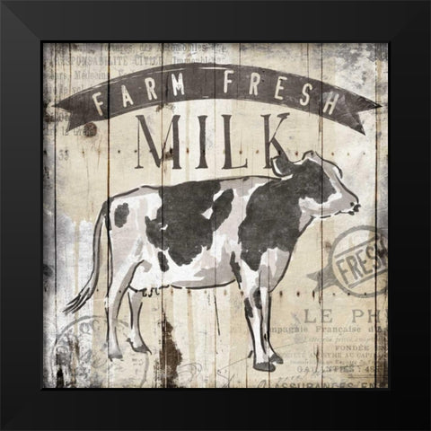 Farm Fresh Milk Black Modern Wood Framed Art Print by OnRei