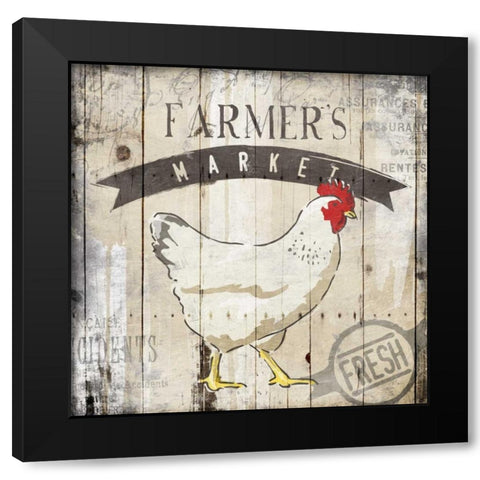 Farmers Market Black Modern Wood Framed Art Print with Double Matting by OnRei