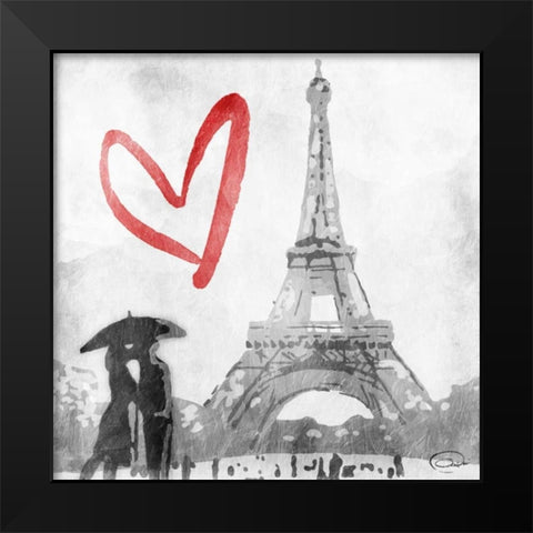 Love In Paris Black Modern Wood Framed Art Print by OnRei