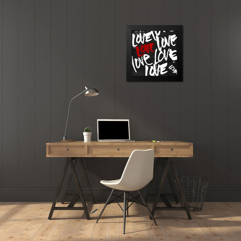 Love Love Love Black Modern Wood Framed Art Print by OnRei