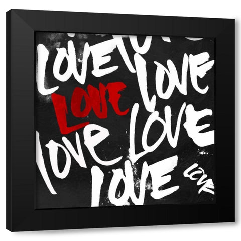 Love Love Love Black Modern Wood Framed Art Print by OnRei