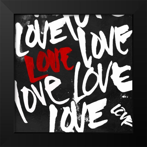 Love Love Love Black Modern Wood Framed Art Print by OnRei