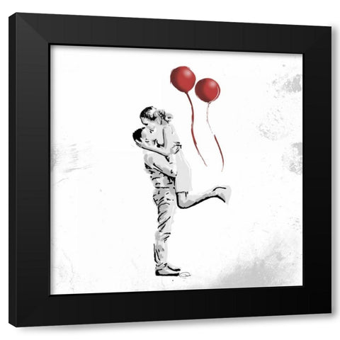 True Love Red Pop Mate Black Modern Wood Framed Art Print with Double Matting by OnRei