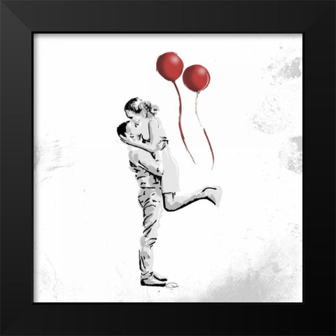 True Love Red Pop Mate Black Modern Wood Framed Art Print by OnRei