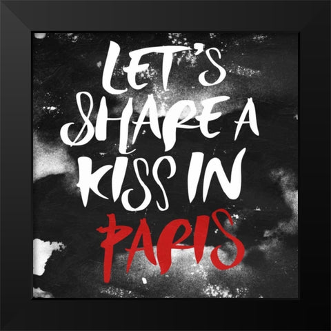 Kiss In Paris Black Modern Wood Framed Art Print by OnRei